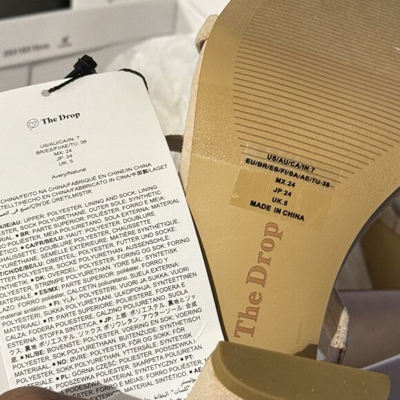 NWT The Drop Women's Avery Square Toe Two Strap High Heeled Sandal Size 7 Beige - Picture 10 of 13